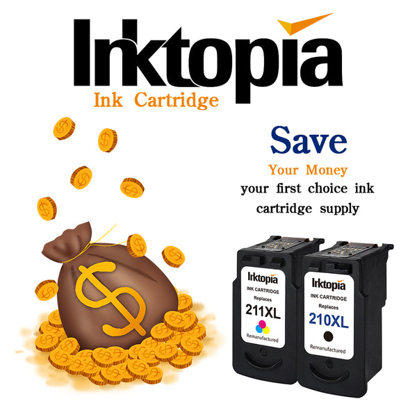Inktopia Remanufactured Ink Cartridge Replacement for Canon PG 210XL CL211XL (1 Black,1 Color) Comptaible with Canon IP2700 IP2702 MP240 MP250 MP270 MP280 MP490 MP495 MP499 MX320 MX330 MX340 MX350 ect