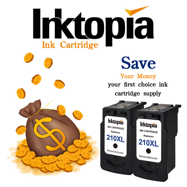 Inktopia Remanufactured Ink Cartridge Replacement for Canon PG 210XL 210 (2 Black) Comptaible with MP495 MP250 MX320 MX410 iP2702 MP280 MX340 MX330 MP240 iP2700 MX420 MP270 MX360 MP490 MP480 MX350 ect