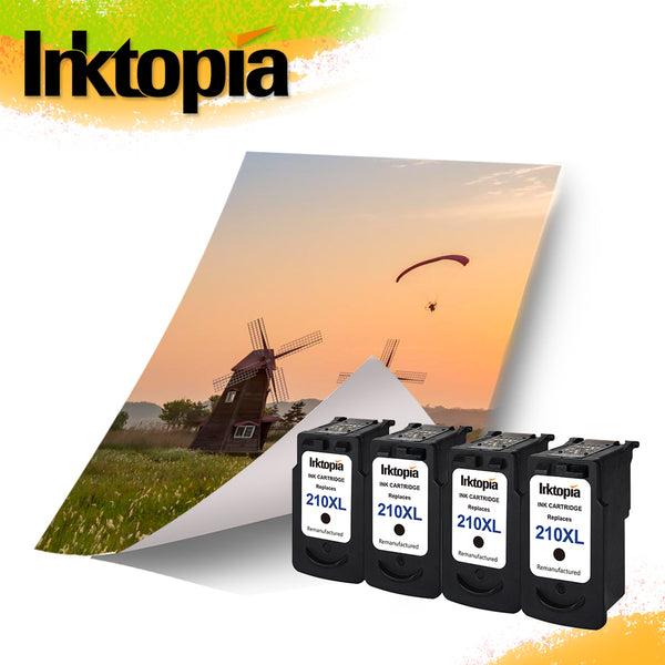 4 Pack Remanufactured Ink Cartridge Replacement for Canon PG 210XL (4 Black) Comptaible with Canon MP495 MP250 MX320 MX410 iP2702 MP280 MX340 MX330 MP240 iP2700 MX420 MP270 MX360 MP490 MP480 MX350 ect