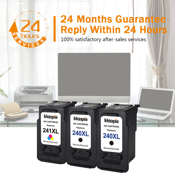 3 Pack Remanufactured Ink Cartridge Replacement for Canon 240XL PG 240 XL and CL 241XL (2Black,1Color) with Ink Level Indicator Used in PIXMA 2120 2220 3120 3220 4120 4220 MX372 432 512