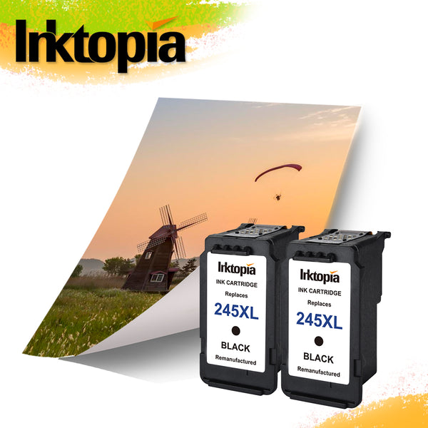 Inktopia 2 Pack PG-245XL remanufatured Cartridge for Canon PG-245 245XL 245 XL Ink Cartridge for Pixma MX492 MG2522 MG2922 MG2920 MG2520 MG2420 MX490 MG2525 2555 with Ink Level Chip (2 Black)