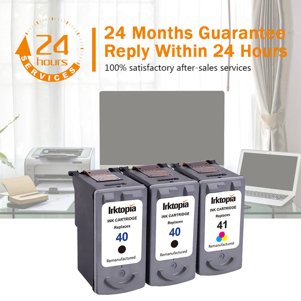 3 Pack Remanufactured High Yield Ink Cartridge Replacement for Canon PG 40 and CL 41 0615B002 0617B002 (2 Black,1 Tri Color) Comptaible with Canon PIXMA MP140 MP150 MP160 MP170 MP180 MP190 MP210 ect