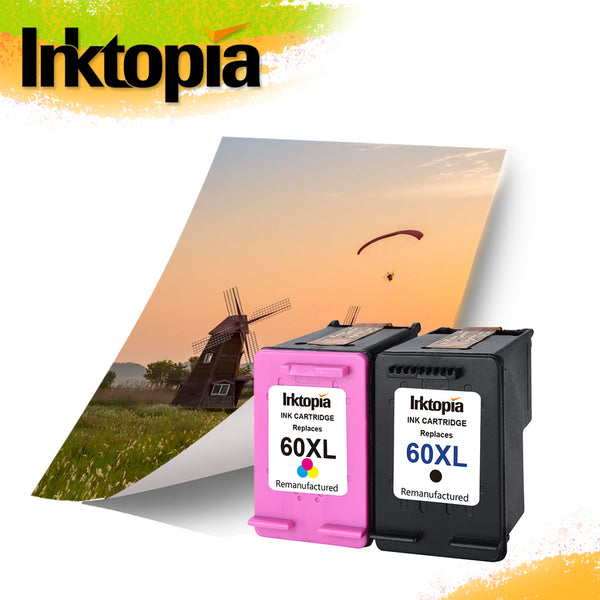 Inktopia Remanufactured Ink Cartridges Replacement for HP 60XL 60 XL CB336WN CB338WN High Yield (1 Black, 1 Tri-Color) for HP Photosmart C4680 D110 Deskjet D2680 F2430 F4210 Printer