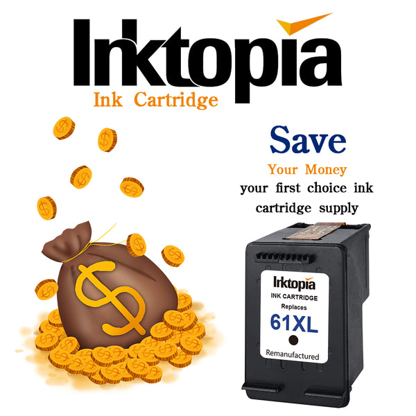 Inktopia Remanufactured Replacement for HP 61XL 61 XL Ink Cartridge High Yield for HP Envy 4500 5530 5534 5535 Deskjet 2540 1000 1010 1512 1510 3050 Officejet 4630 2620 4635 Single Pack (1 Black)