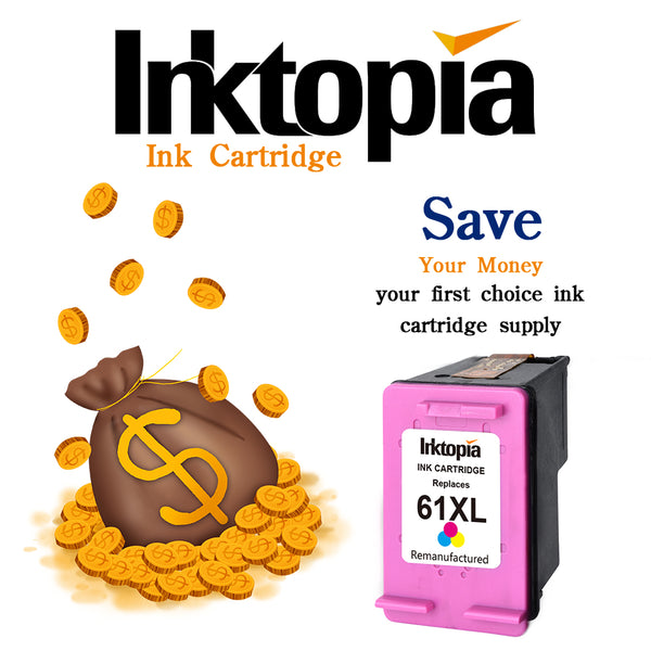 Inktopia Remanufactured Replacement for HP 61XL 61 XL Ink Cartridge, 1 Tricolor, for HP Envy 4500 4502 5530 5534 for HP Deskjet 1000 1050 1512 2540 3050 3510 for HP Officejet 2620 4630 4632 Printer