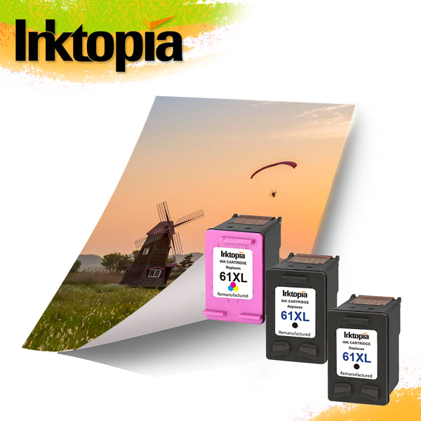 Inktopia 3 Pack Remanufactured Ink Cartridge Replacement for HP 61XL 61 XL High Yield (2 Black 1 Tricolor) Used in HP Officejet 4630 4632 4635 Deskjet 1010 2549 2540 2542 3050 Envy 5530 4500 5530 4501