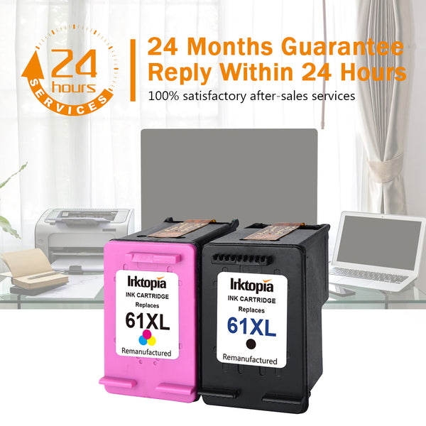 Inktopia Remanufactured for HP 61 Ink Cartridges High Yield 1 Black + 1 Tri-Color Ink Level Display for HP Envy 4500 5530 5534 HP Deskjet 1000 1512 2540 3050 3510 HP Officejet 4630 2620 4632 Printer