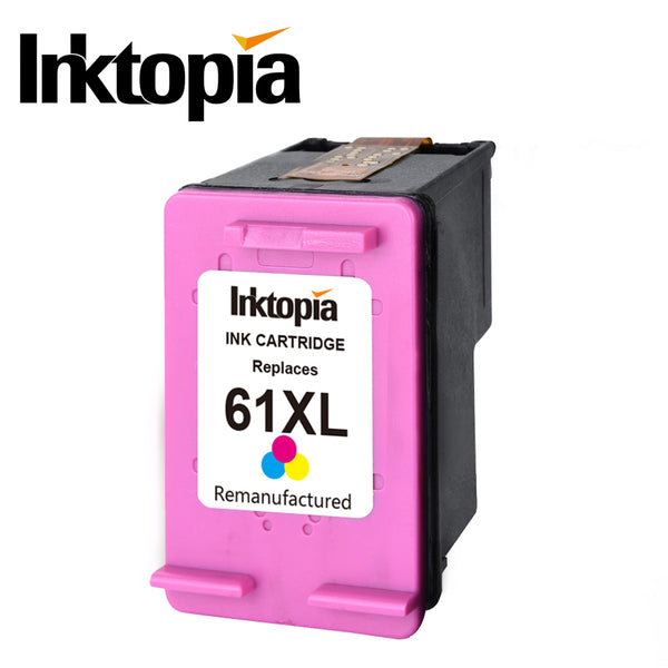 Inktopia Remanufactured for HP 61 Ink Cartridges High Yield 1 Black + 1 Tri-Color Ink Level Display for HP Envy 4500 5530 5534 HP Deskjet 1000 1512 2540 3050 3510 HP Officejet 4630 2620 4632 Printer