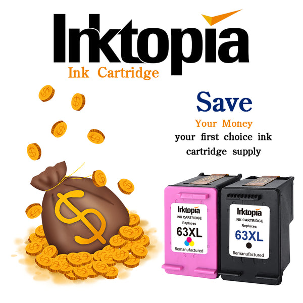 Inktopia Remanufactured Ink Cartridge Replacement for HP 63XL 63 XL Black and Color use with HP Officejet 5255 5258 3830 3833 4650 Envy 4520 4516 DeskJet 1112 2132 3633 3634 Printer