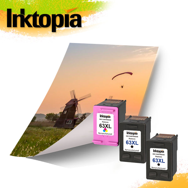 Inktopia 3 Remanufactured Ink Cartridge for HP 63XL 63 XL High Yield for Envy 4512 4520 Deskjet 3632 2130 2132 1110 1111 3636 3637 1112 3630 3634 OfficeJet 3830 3833 4650 4652 4655 2 Black,1 Tri Color