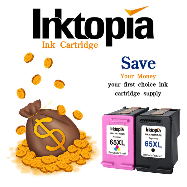 Inktopia Remanufactured for HP 65 XL 65XL Ink Cartridge (1 Black and 1 Tri-Color) Combo Pack
