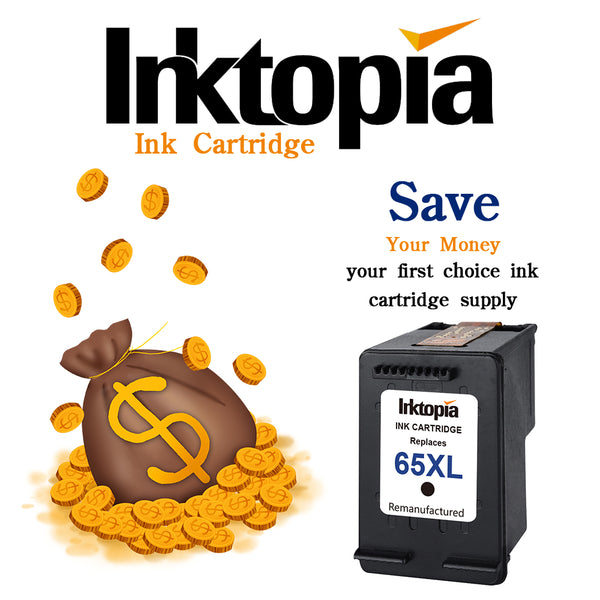 Inktopia Remanufactured Replacement for HP 65 65XL N9K04AN Ink Cartridges Updated Chip, High Yield Work with HP Envy 5055 5052 5058 Deskjet 3755 2652 2655 3752 3730 3720 3721 3722 Printer 1 Black