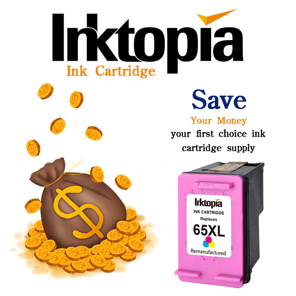 Inktopia Remanufactured Replacement for HP 65 65xl Ink Cartridge with Updated Chip Used on HP Envy 5055 5052 Deskjet 2655 3755 2622 2624 3758 3752 3732 3730 3722 3721 Printer (1 Tri-Color)
