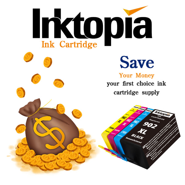 Inktopia Remanufactured Ink Cartridges for HP 902XL 902 XL (Updated Chip) for HP OfficeJet Pro 6978 6962 6968 6975 6960 6970 6950 6954 6979 6951 Printer (Black, Cyan, Yellow, Magenta)