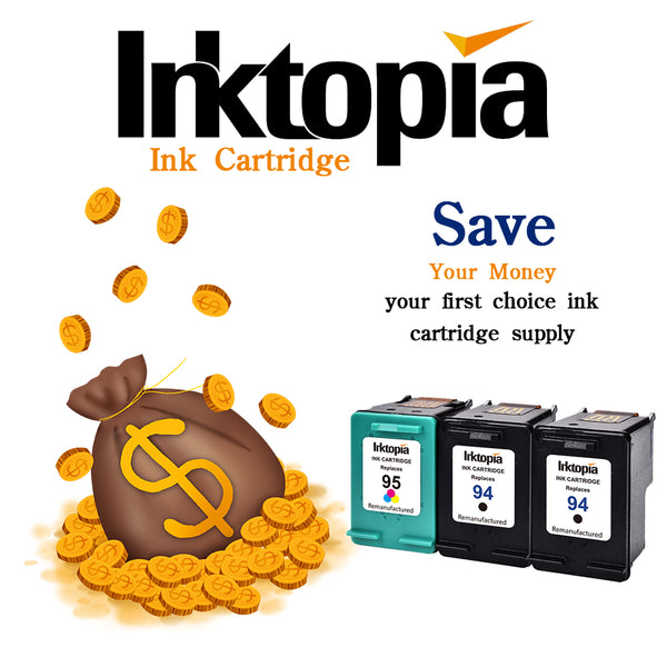 Inktopia 94 95 Remanufactured Ink Cartridge Replacement for HP 94 and HP 95 C9354BN C8765WN C8766WN (2 Black, 1 Tri-Color) 3 Pack