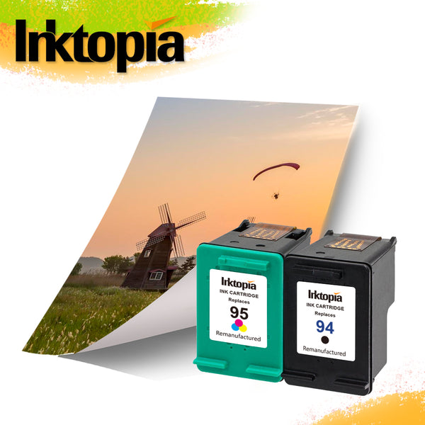 Inktopia Remanufactured Ink Cartridges Replacement for HP 94 and HP 95 C9354BN C8765WN C8766WN for HP Officejet 150 100 H470 9800 7310 7210, Deskjet 460, PSC 1610 2355, 2 Pack (1 Black, 1 Tri-Color)
