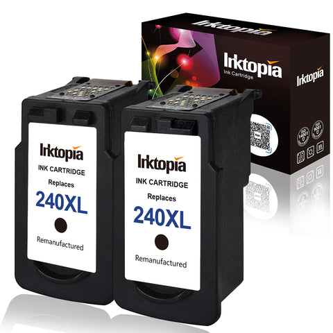 Inktopia 2 Pack High Yield Remanufactured Ink Cartridges for Canon PG-240XL CL-241XL Show Accurate Ink Level for Canon PIXMA MG3620 MG3520 MG2220 MG3220 MG3522 MX472 MX432 MX452 MX532 (2Black) Printer