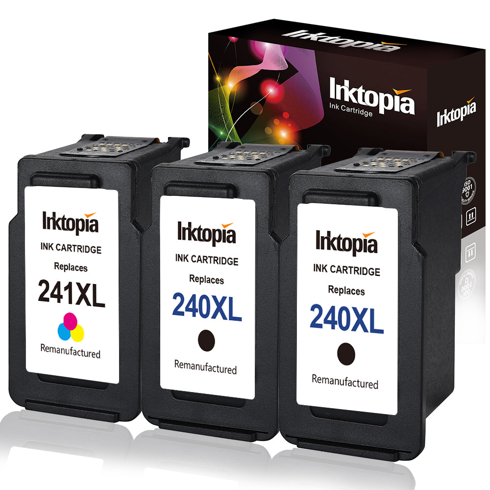 3 Pack Remanufactured Ink Cartridge Replacement for Canon 240XL PG 240 XL and CL 241XL (2Black,1Color) with Ink Level Indicator Used in PIXMA 2120 2220 3120 3220 4120 4220 MX372 432 512