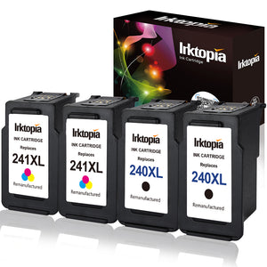 Inktopia 4 Pack Remanufactured Ink Cartridge Replacement for Canon PG 240XL and CL 241XL (2 Black,2 Tricolor) with Ink Level Indicator Used in Canon PIXMA 2120 2220 3120 3220 4120 4220 MX372 432 512