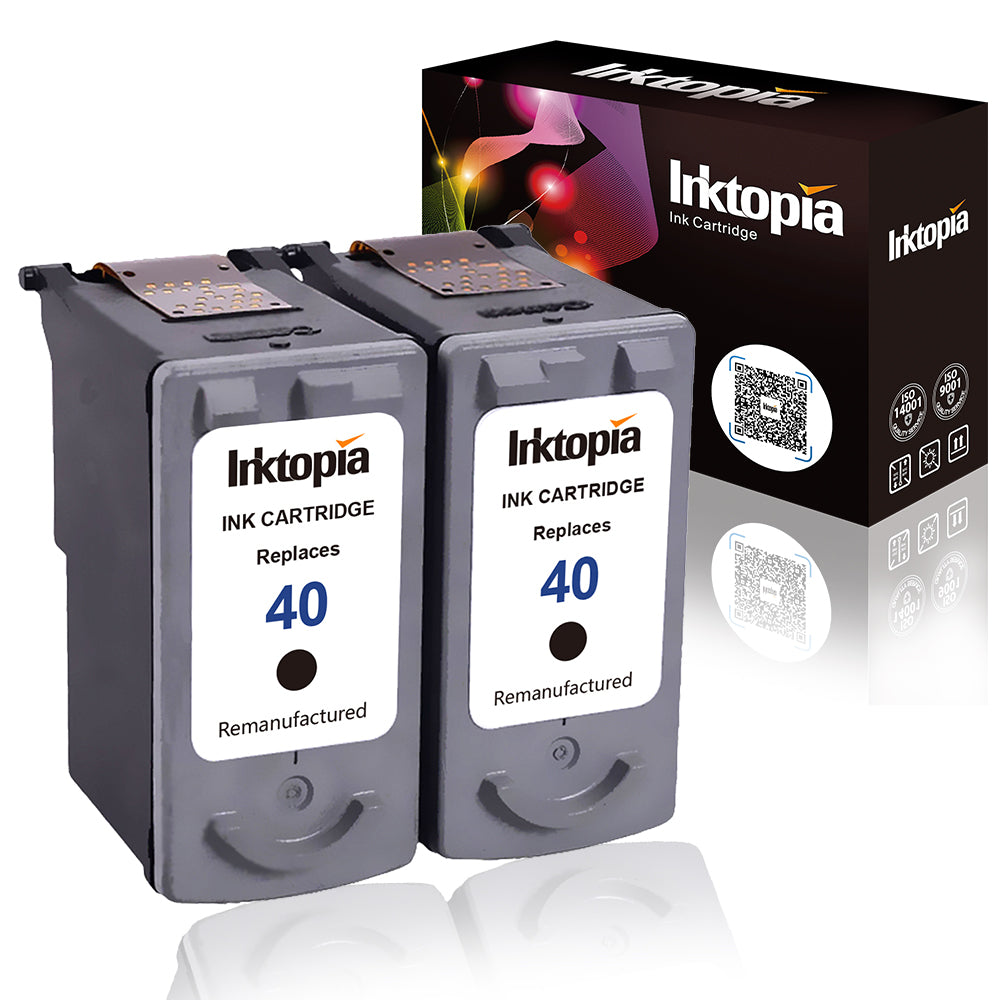 2 Pack Remanufactured High Yield Black Ink Cartridge Replacement for Canon PG 40 0615B002 (2 Black) Comptaible with Canon iP1700 MP460 MP450 MP140 MP180 MP190 iP2600 Fax Series JX200 MP170 MP470 ect