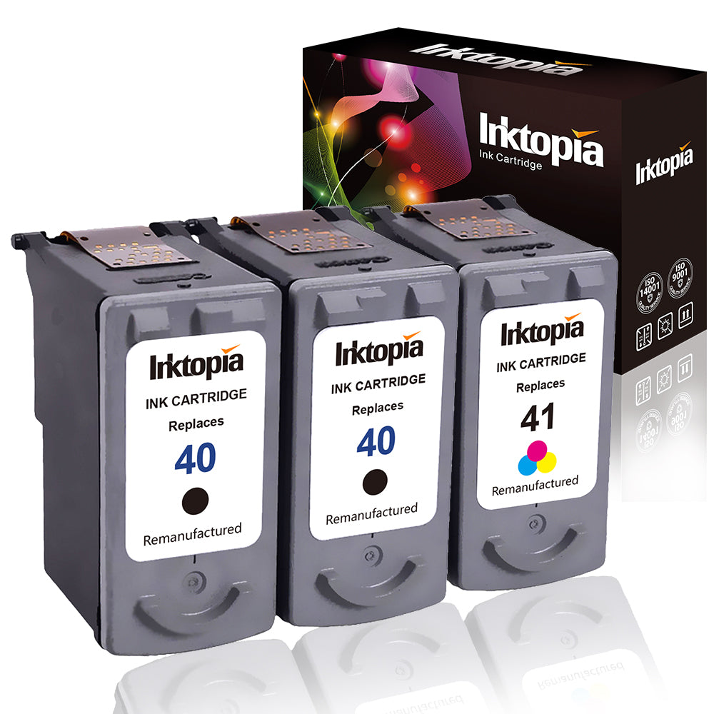 3 Pack Remanufactured High Yield Ink Cartridge Replacement for Canon PG 40 and CL 41 0615B002 0617B002 (2 Black,1 Tri Color) Comptaible with Canon PIXMA MP140 MP150 MP160 MP170 MP180 MP190 MP210 ect