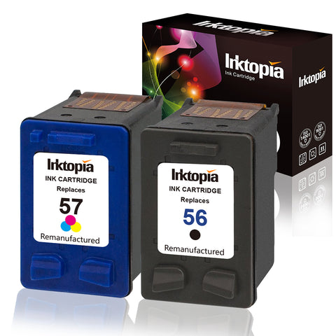 Inktopia Remanufactured Replacement for HP 56 57 Ink Cartridges Used for HP Deskjet 5150 5550 5650 5850 Photosmart 7260 7350 7450 7550 7660 7960 Officejet 4215 PSC 1210