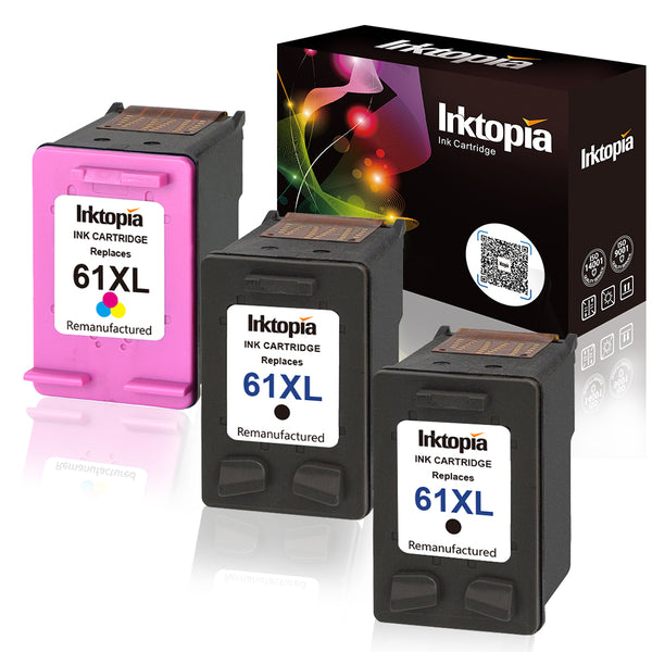 Inktopia 3 Pack Remanufactured Ink Cartridge Replacement for HP 61XL 61 XL High Yield (2 Black 1 Tricolor) Used in HP Officejet 4630 4632 4635 Deskjet 1010 2549 2540 2542 3050 Envy 5530 4500 5530 4501