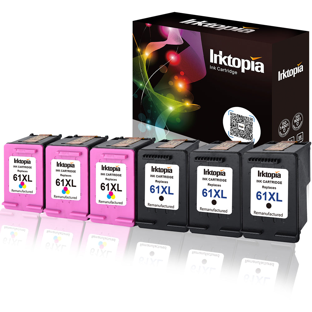 Inktopia 6 Pack Remanufactured Ink Cartridge Replacement for 61XL 61 XL High Yield (3 Black and 3 Tricolor) Used in Officejet 4630 4632 4635 Deskjet 1010 2549 2540 2542 3050 Envy 5530 4500 5530 4501