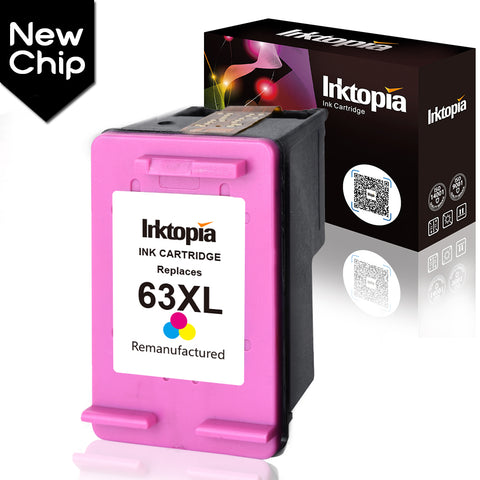 Inktopia Remanufactured Ink Cartridge for HP 63XL Updated Chip High Yield,1 Tri-color, Ink Level Display Used in Envy 4520 4516 Officejet 4650 3830 3831 4655 5255 5258 Deskjet 2130 1112 3630 3633 3634