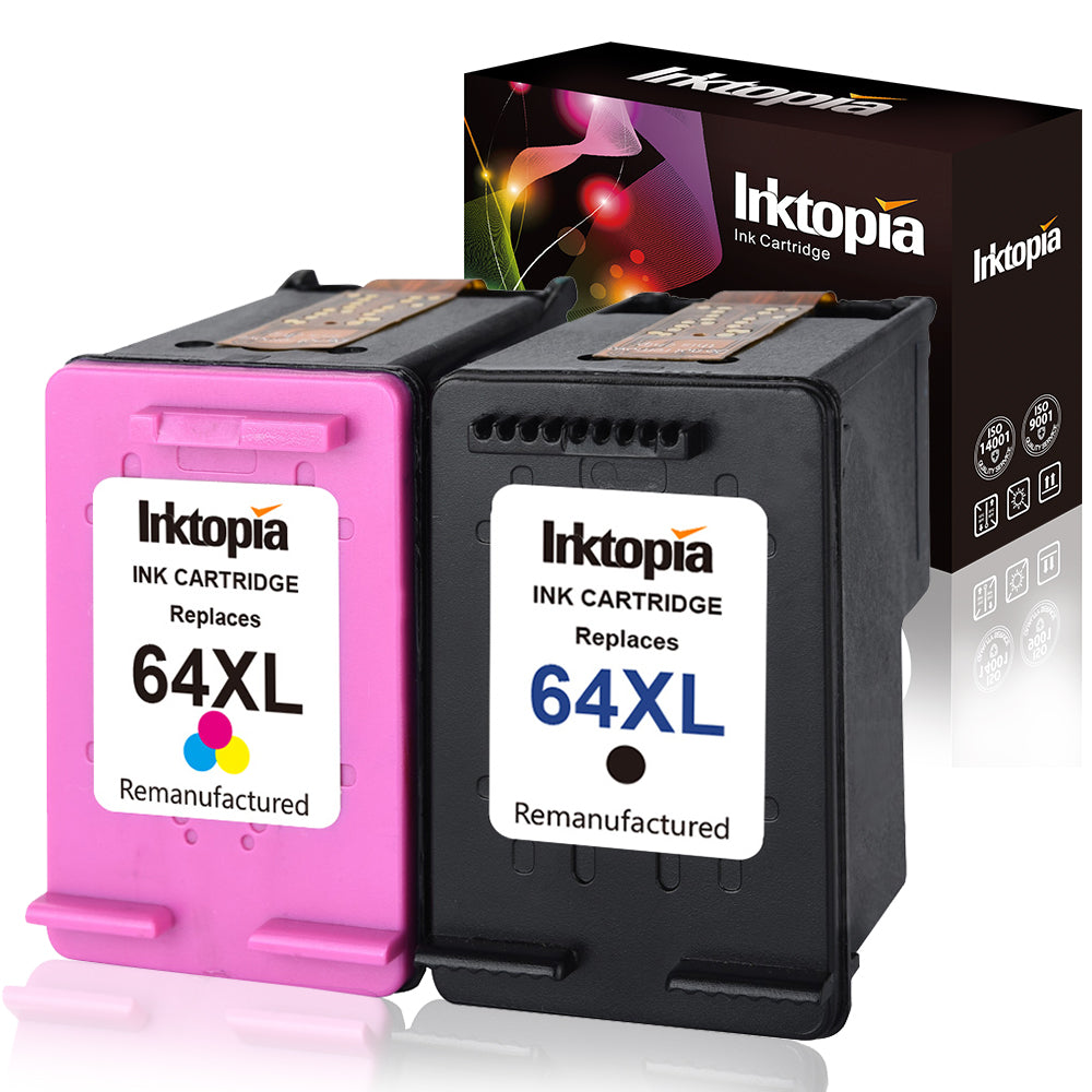 Inktopia Remanufactured Ink Cartridge Replacement for HP 64XL 64 XL (1 Black,1 Tri Color) Compatible with HPEnvy Photo 7155 7855 6255 7120 6252 7158 6220 6230 6232 6258 7132 7164 7820 7830 7858 7130