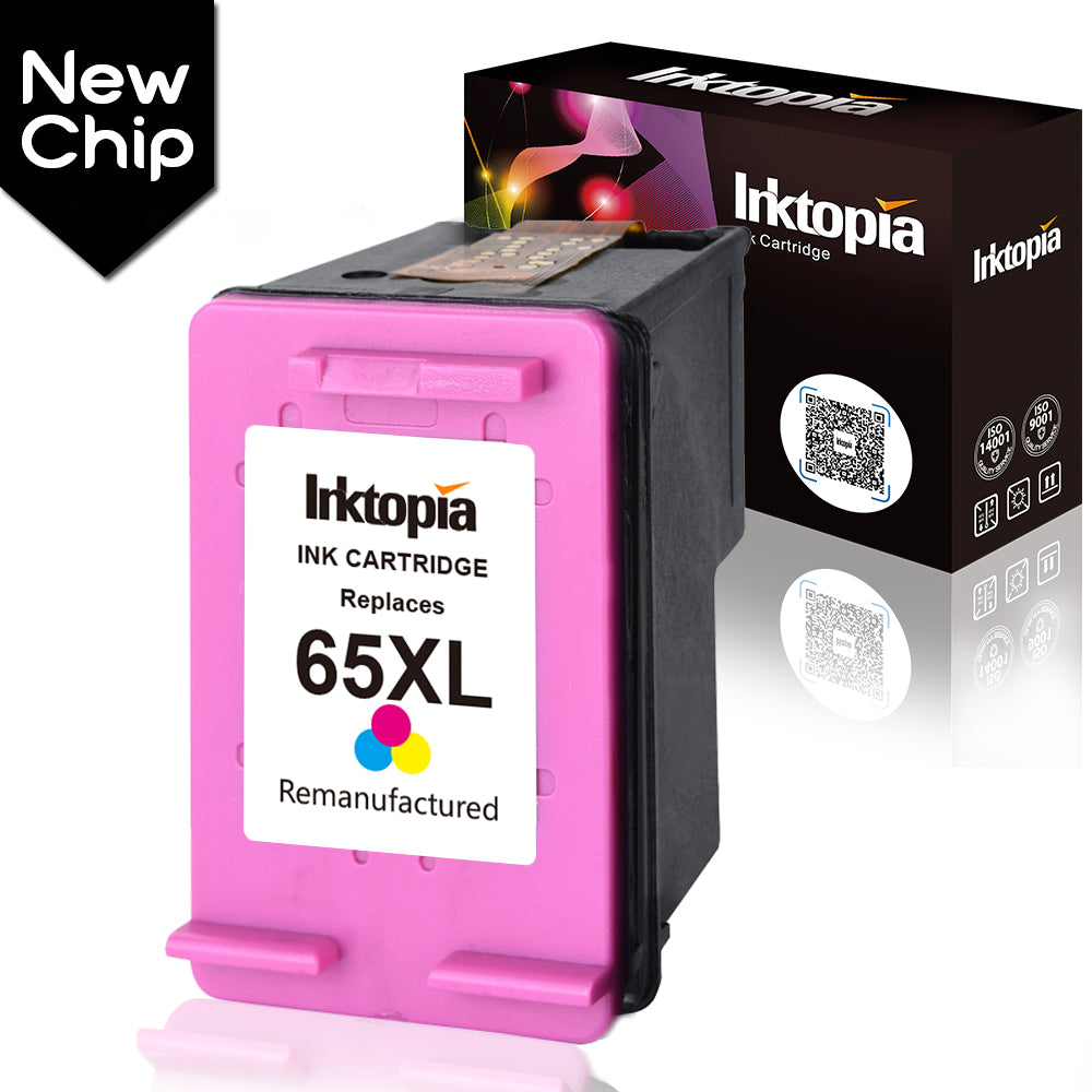 Inktopia Remanufactured Replacement for HP 65 65xl Ink Cartridge with Updated Chip Used on HP Envy 5055 5052 Deskjet 2655 3755 2622 2624 3758 3752 3732 3730 3722 3721 Printer (1 Tri-Color)