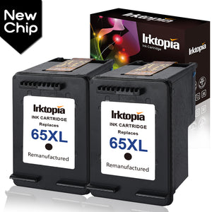 Inktopia Remanufactured Ink Cartridge Replacement for HP 65 XL 65XL High Yield N9K04AN (2 Black) Compatible for HP DeskJet 3755 2655 3758 3720 3721 3730 3732 3752 2642 All-in-one Printer