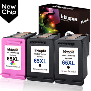 Inktopia Remanufactured for HP 65 XL 65XL Ink Cartridge High Yield, 2 Black and 1 Tri-Color, Use with HP Deskjet 3755 3752 3758 3732 3730 3721 3720 2624 2622 All-in-one Printer High Yield