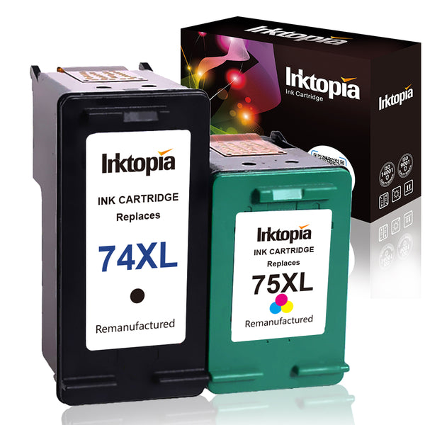 1 Black and 1 Tri-Color Remanufactured Ink Cartridge Replacement for HP 74XL 74 XL 75XL High Yield for Deskjet D4260 D4360 Officejet J05725 J6405 Photosmart C4280 C4385 C4480 C4580 C5280 C5580 D5360
