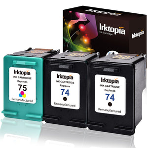 Remanufactured High Yield Ink Cartridge Replacement for HP 74 and 75 CC659FN CB335WN CB337WN (2 Black and 1 tri-Color Normal) 3 Pack
