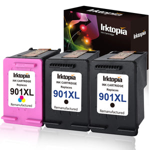 Inktopia Remanufactured Ink Cartridges for Hp 901XL 901 XL (2 Black, 1 Color) Use with HP Officejet 4500 J4500 J4524 J4540 J4550 J4580 J4624 J4640 J4660 J4680 J4680C Printer Ink Level Display