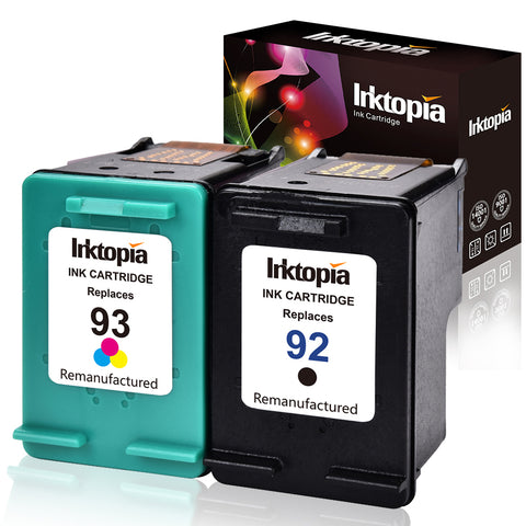 Inktopia Remanufactured Ink Cartridge Replacement for HP 92 and 93 C9513FN C9362WN C9361WN (1 Black, 1 Tri-Color) 2 Pack